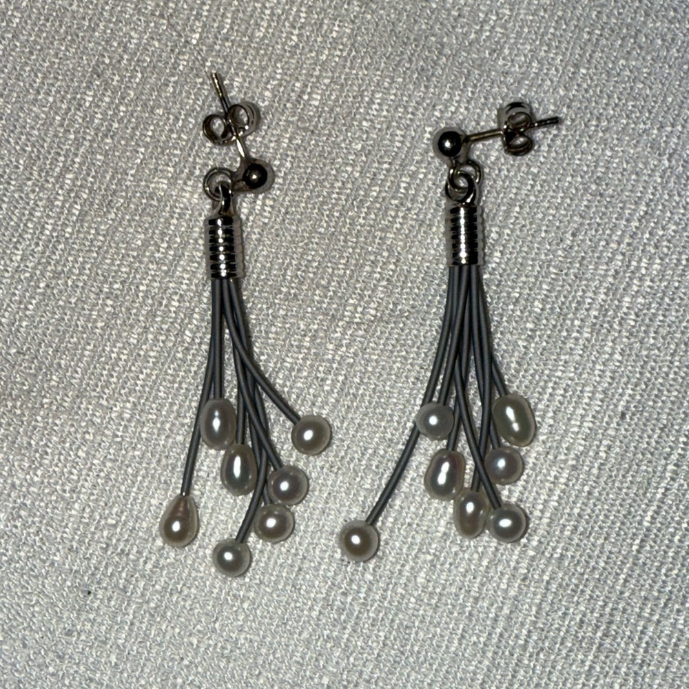 Elegant Silver and Gray Dangle Earrings